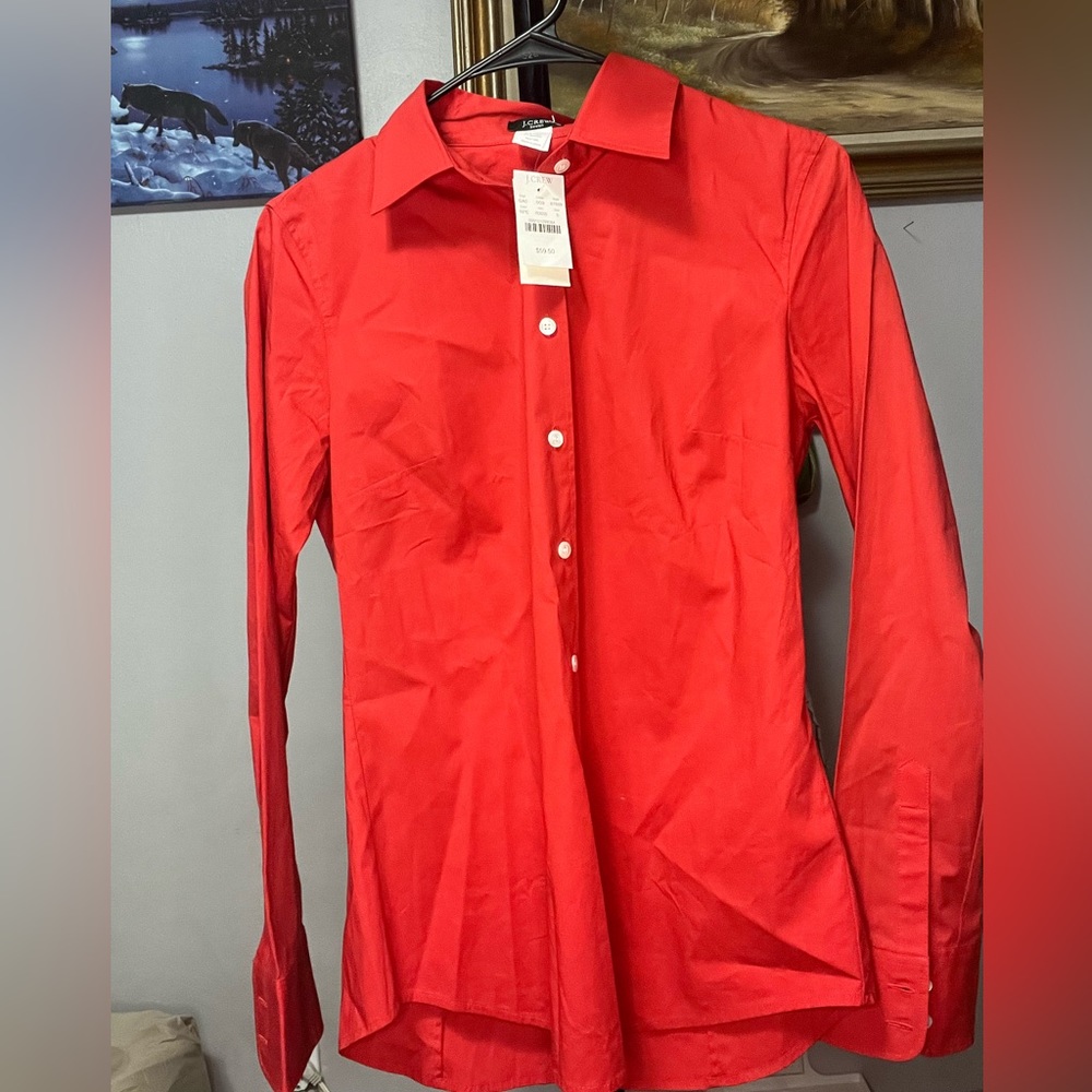 NWT J. Crew Men’s Red Button Down Long Sleeve Dress/Formal Shirt Size Small